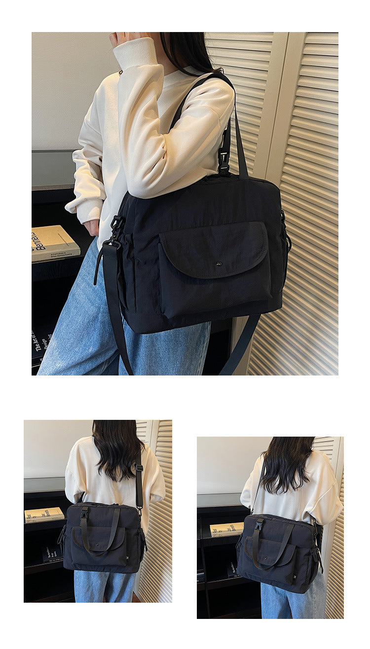 致青春|韓版拼接撞色韓版布包2025新款高級感大容量通勤單肩斜背包「8831-130」25.11-2