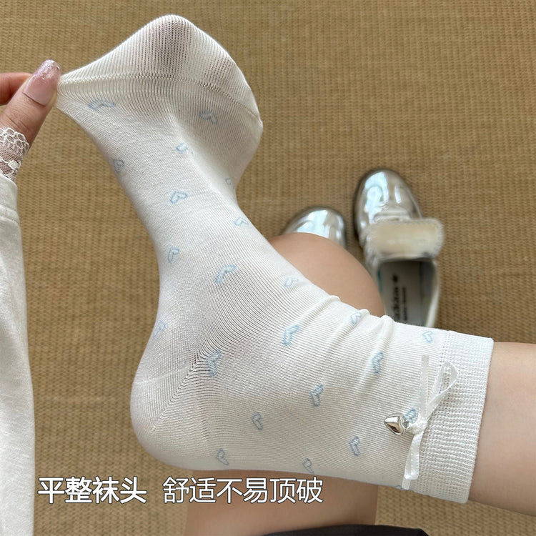 女襪|蝴蝶結襪子女韓系ins潮流吸汗透氣堆堆襪棉質親膚舒適襪子「AM2540」25.07-4