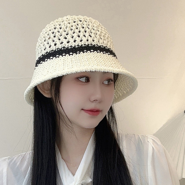 流行帽子|草帽女夏季沙灘帽戶外防紫外線透氣鏤空編織漁夫帽寬檐顯臉小帽子「C3646」24.01-4