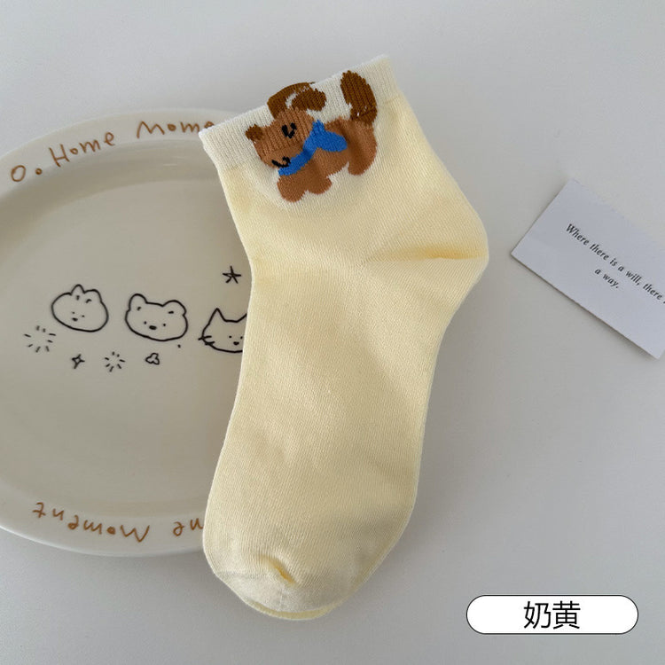 女襪|立體卡通圖案襪子女ins潮學院風彈力短襪棉質親膚吸汗透氣休閒襪「MYH2510」25.04-2