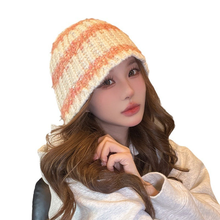 流行帽子|冬季2024新款保暖毛線帽女百搭顯臉小防寒帽子女潮騎行護耳針織帽「C4443」24.09-4