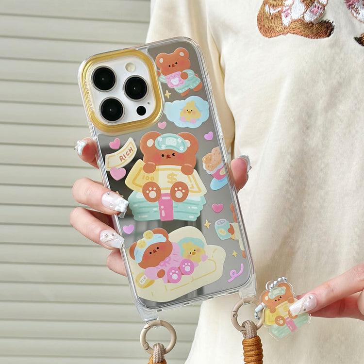 手機殼|13promax卡通11蘋果15手機殼女iPhone14pro適用12掛繩鏡面殼「WM0625」24.07