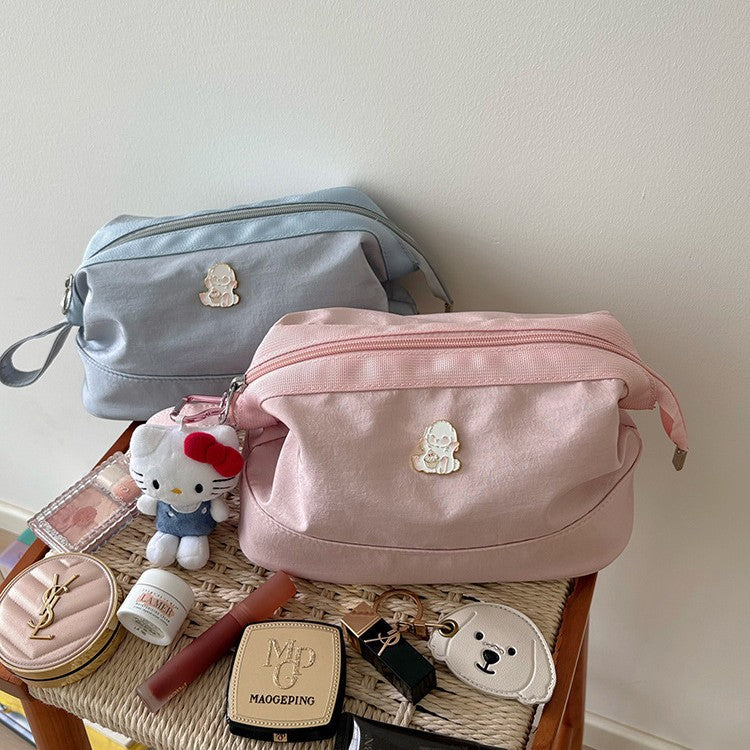 日韓流行|手提化妝包女2025新款便攜尼龍防水洗漱包立體版簡約大容量收納包「Q9035」25.09-5