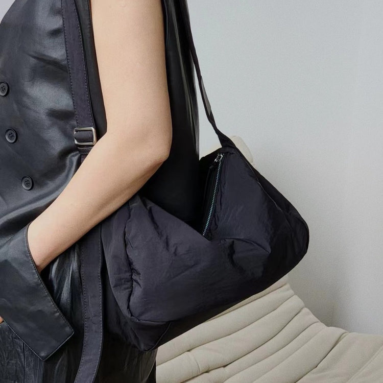 質感真皮|韓版輕便手抓紋防水布休閒大容量單肩包男女運動健身斜挎托特包「3201」24.06-2