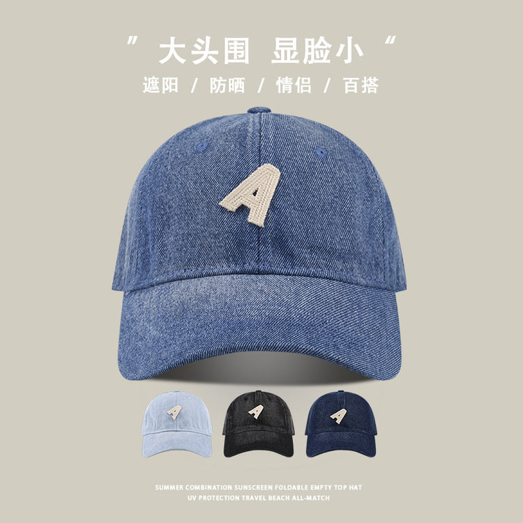 流行帽子 | 大頭圍牛仔棒球帽女夏季顯臉小防曬帽學生百搭防紫外線遮臉鴨舌帽「C3753」24.03-3