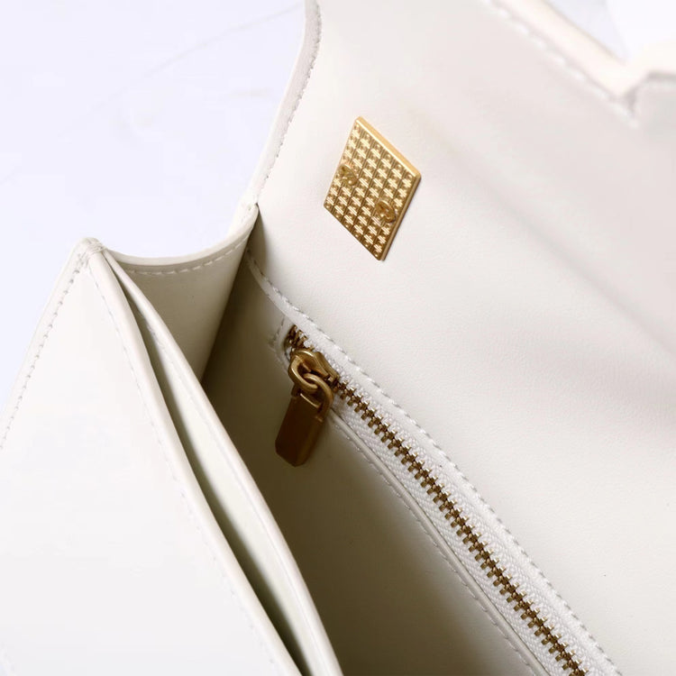 質感真皮|2025新款百搭進口小牛皮扭鎖翻蓋手提單肩腋下包精緻通勤女士包「6083」25.04-2