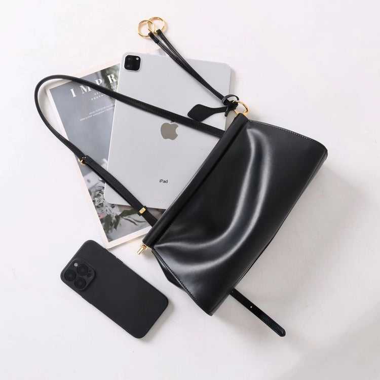 質感真皮|2025新款牛皮腋下復古法式法棍夾子包小眾設計極簡風通勤簡約包「3336」25.06-2