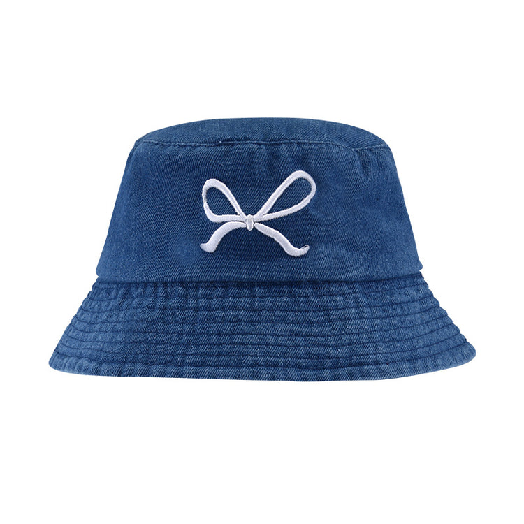 流行帽子|蝴蝶結牛仔漁夫帽女夏季防曬防紫外線遮陽帽學生時尚顯臉小盆帽男「C3801」24.04-2