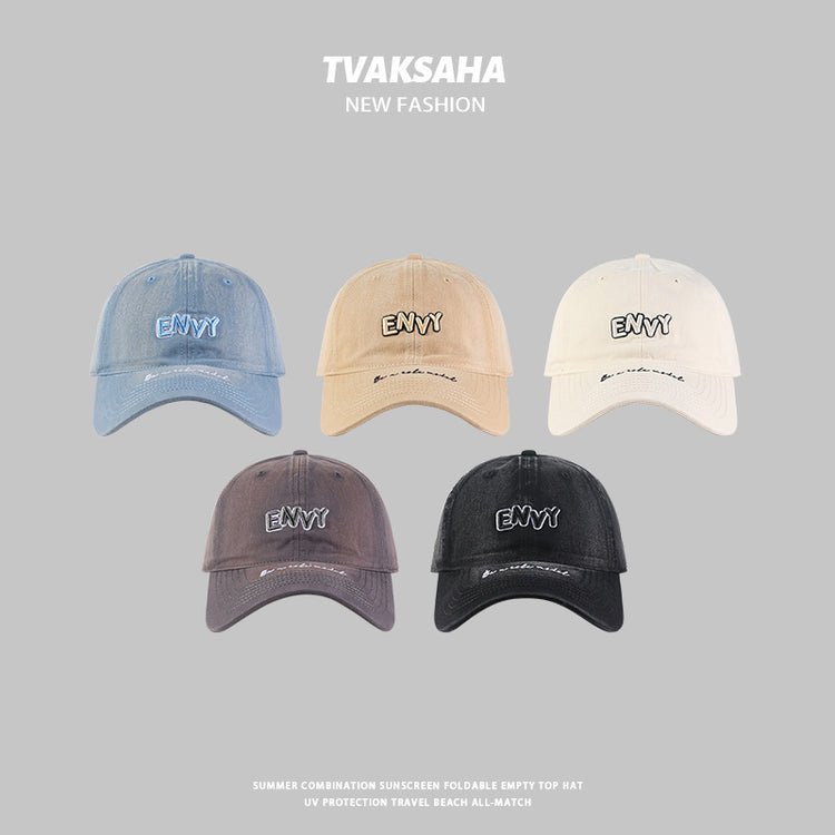 流行帽子|2024新款做舊立體刺繡純色百搭寬檐遮臉防曬棒球帽戶外出遊帽子女「C4269」24.08-2