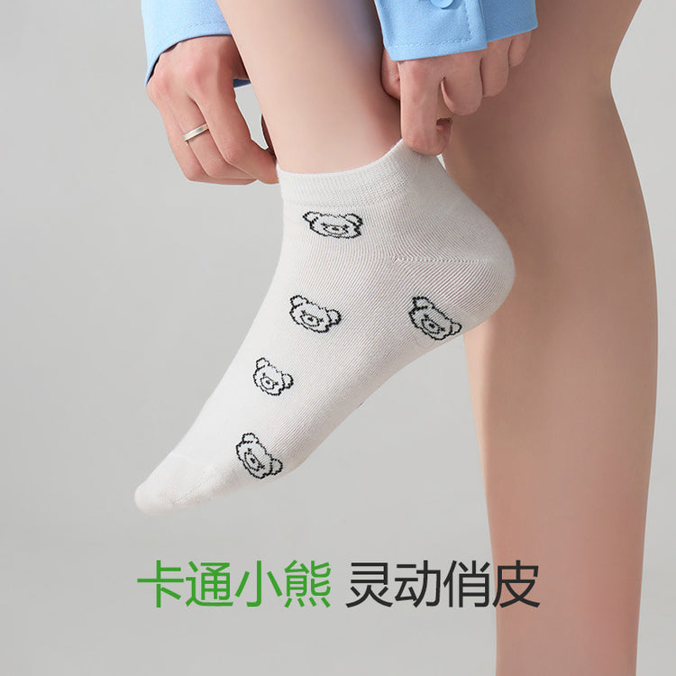 女襪|卡通小熊襪子女棉質柔軟親膚舒適短襪Ins潮流好搭彈性薄款休閒襪「XC2232」25.02-2