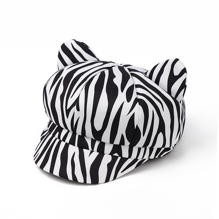 流行帽子|美式斑馬豹紋貓耳八角帽子女韓版時尚街頭個性鴨舌畫家帽顯臉小潮「C5324」25.06-2