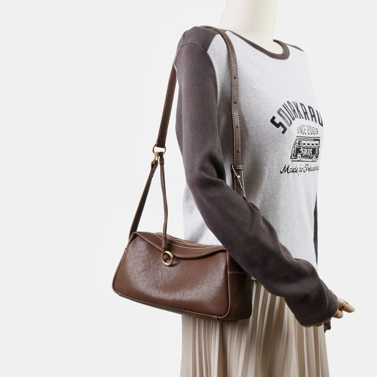 質感真皮|2025新款時尚軟牛皮枕頭包時尚百搭單肩斜背包高級感小眾設計腋下包「7059」25.09-4