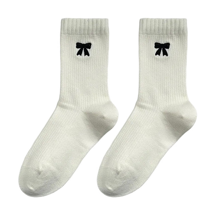 女襪|美拉德襪子女秋冬ins潮棉質吸汗透氣中筒襪韓系蝴蝶結彈力堆堆襪「MYH24151」25.10-3