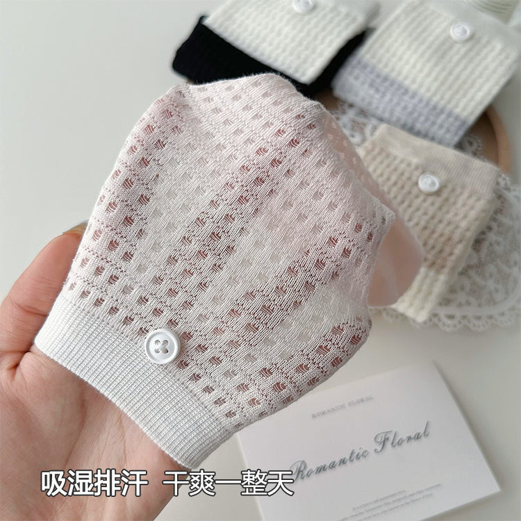 女襪|紐扣襪子女夏季薄款ins潮流拼色中筒襪無骨網眼透氣諸暨襪子批發「QP2515」25.04-2