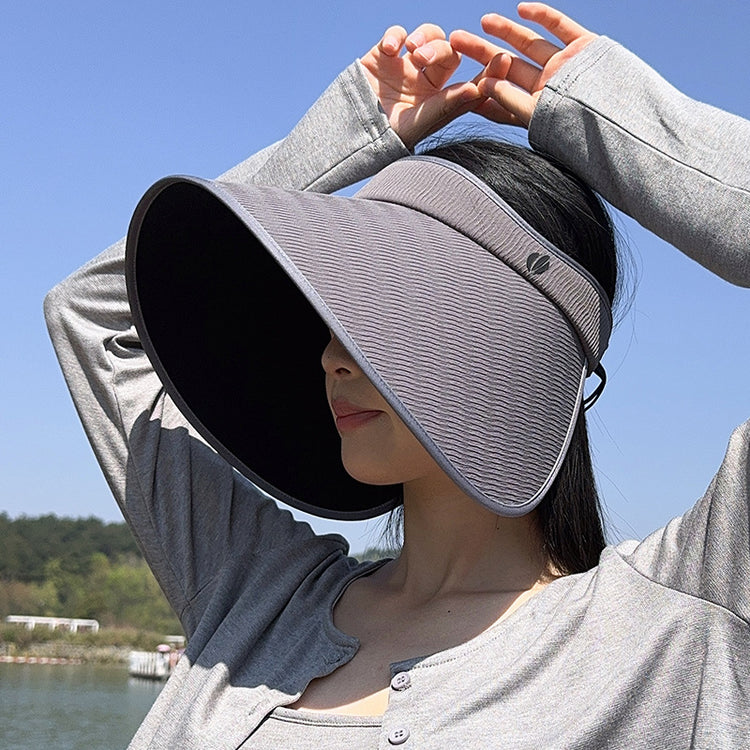 流行帽子|夏季加大檐UV防紫外線空頂帽子女遮陽燈罩帽遮臉防曬黑膠太陽帽潮「C5175」25.04-3