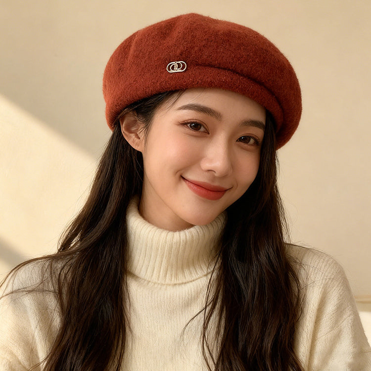 流行帽子|英倫復古保暖貝雷帽子女秋冬羊毛呢時尚定型畫家帽顯臉小蓓蕾帽潮「C5860」25.11-4
