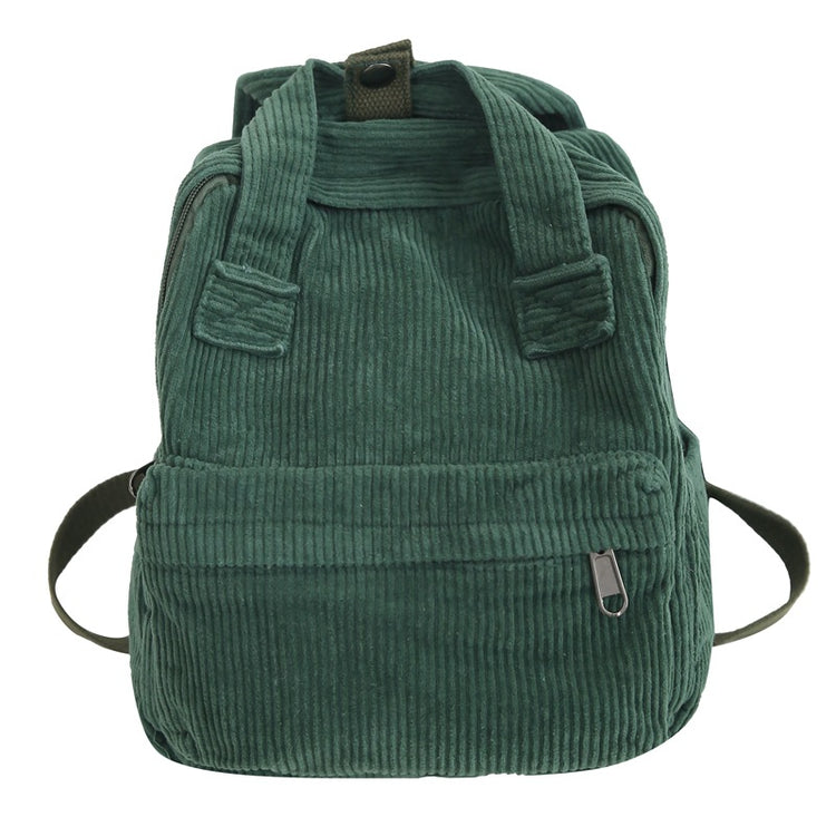 致青春|日系純色燈芯絨書包女韓版高中大學生雙肩包簡約時尚手提背包「017-290」24.01-3