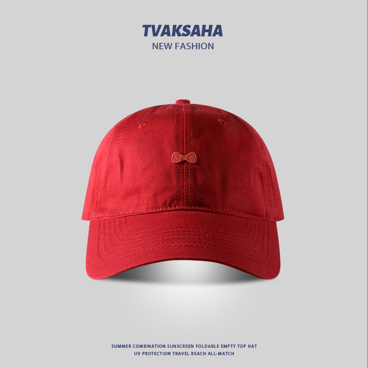 流行帽子|貼布蝴蝶結棒球帽夏季戶外顯臉小防曬帽純棉百搭學生情侶鴨舌帽女「C4123」24.07-4