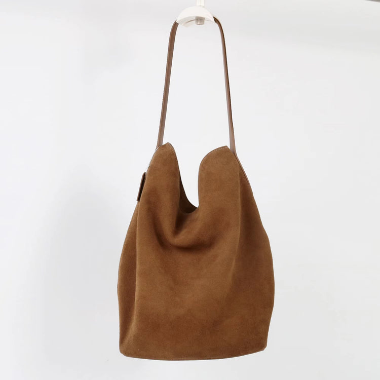 質感真皮|2025新磨砂牛皮托特包hobo腋下包皮帶裝飾餃子水桶包百搭單肩包「6185S」25.11-2