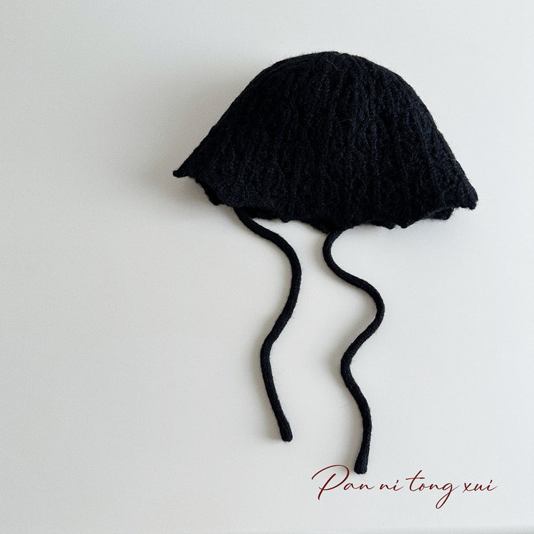 流行帽子|花邊針織漁夫帽女秋冬新款顯臉小韓版可愛小清新防風護耳保暖帽子「PM2712」24.10-1