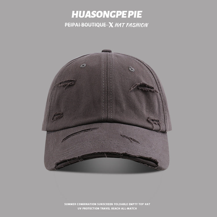 流行帽子|帽子女夏季新款破洞棒球帽時尚復古百搭鴨舌帽戶外運動遮陽帽子男「C3798」24.04-2