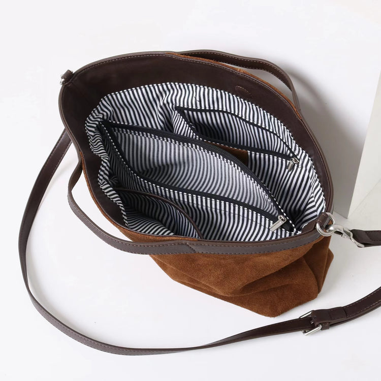 質感真皮|2025新款復古通勤磨砂牛皮大容量手提包鬆弛感托特包軟皮斜背包「9107」25.11-4