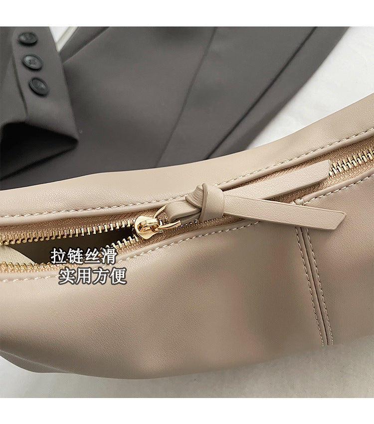 日韓流行|軟皮大容量餃子包女2025新款斜挎大包韓版百搭通勤單肩包「9614#」25.06-2