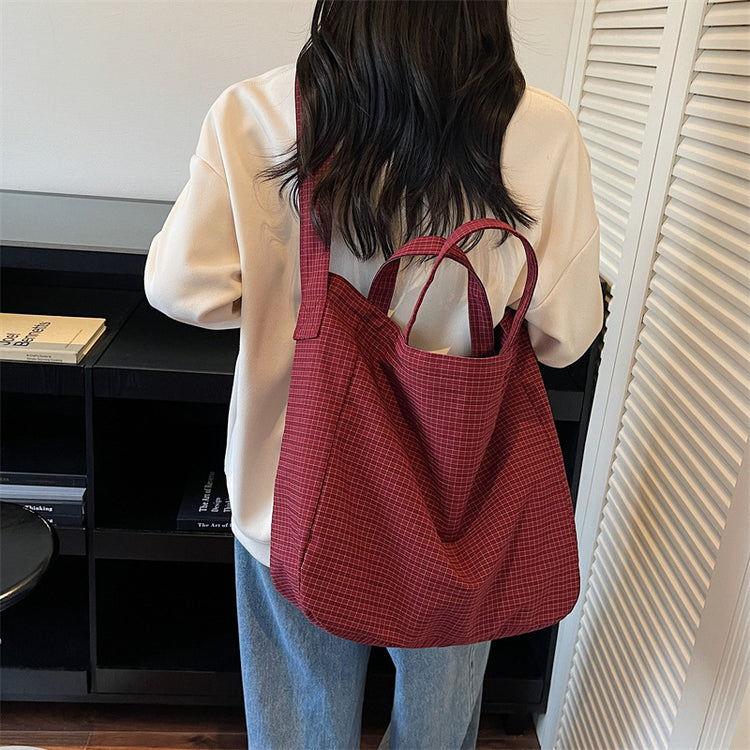 致青春|2025新款時尚大容量帆布包女小眾托特包百搭斜挎包通勤單肩手提包「1883-125」25.10-1