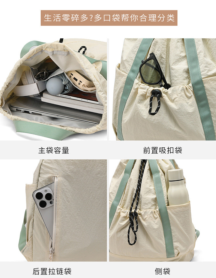 致青春|新款抽繩雙肩包騎行背包大學生羽毛球包大容量運動休閒旅行包「2025-4-125」25.07-4