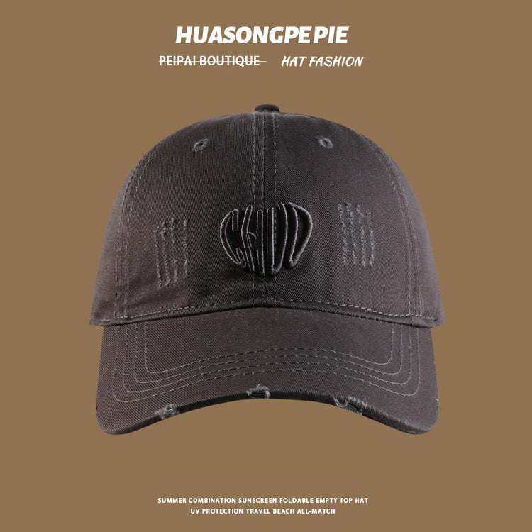流行帽子|帽子防曬帽夏季女新款立體刺繡CHVD字母純色寬檐百搭遮臉棒球帽潮「C4065」24.06-3