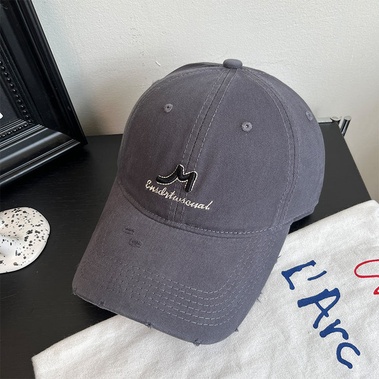 流行帽子|韓版簡約字母刺繡軟頂棒球帽子春季新款百搭休閒情侶顯臉小鴨舌帽「C4889」24.12-5