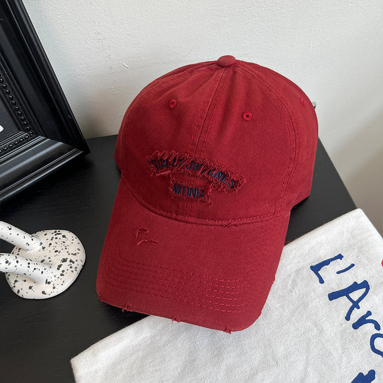 流行帽子|春季新款棒球帽破洞寬檐軟頂遮陽帽夏季戶外顯臉小韓系百搭鴨舌帽「C4886」24.12-5