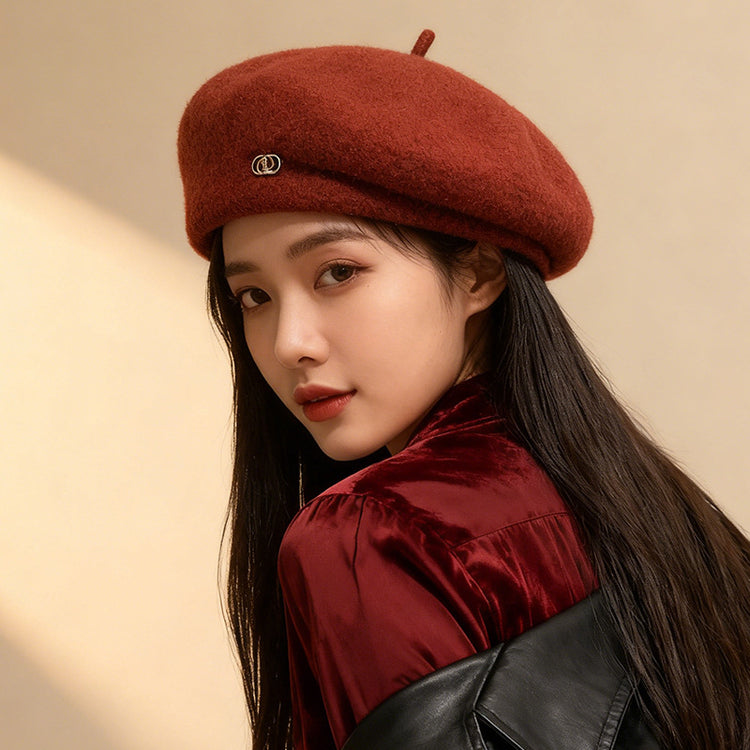 流行帽子|英倫復古保暖貝雷帽子女秋冬羊毛呢時尚定型畫家帽顯臉小蓓蕾帽潮「C5860」25.11-4