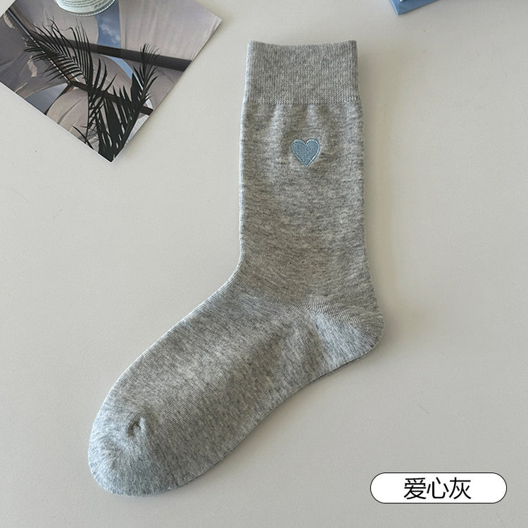女襪|拼色布標襪子女彈力無骨吸汗透氣中筒襪薄款ins潮流學院風堆堆襪「PSP0112」25.06-3