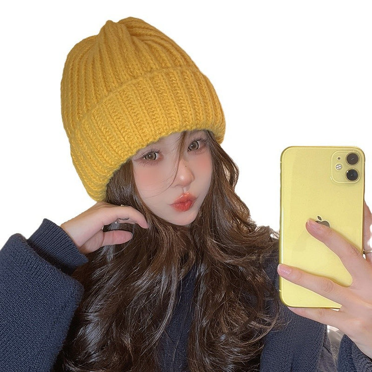 流行帽子|帽子女純色百搭毛線帽秋冬保暖護耳套頭帽顯臉小學生戶外針織帽男「C4825」24.11-3