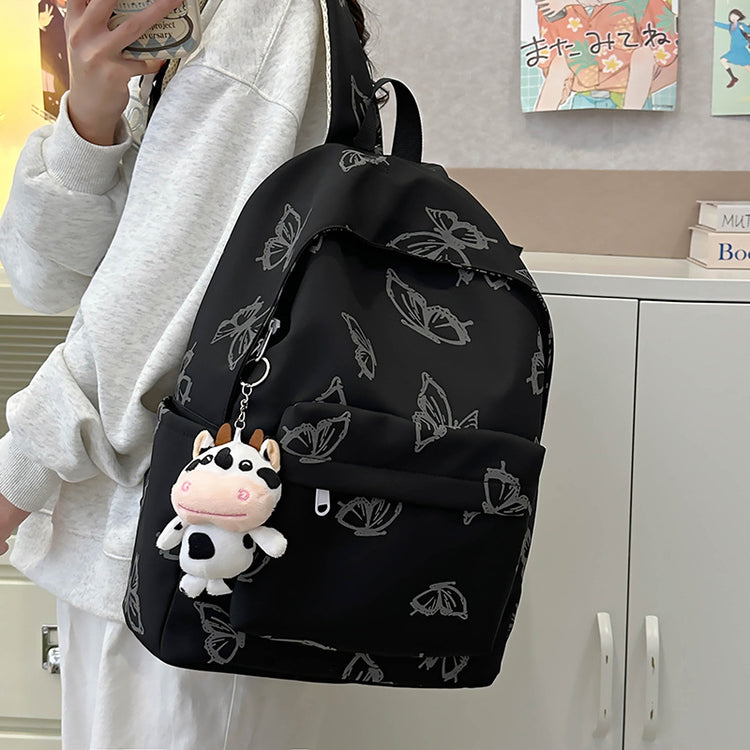 致青春|雙肩包女日系ins風蝴蝶設計背包外出旅遊輕便背包大容量學生書包「8084-125」24.10-3