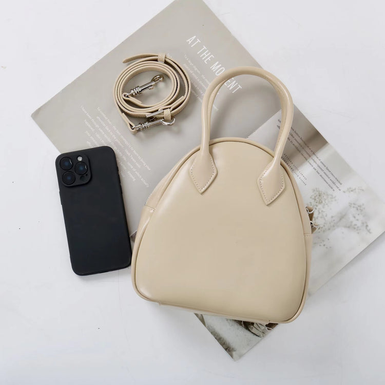 質感真皮|2025新款優質油蠟皮日式小眾貝殼包純日韓風手提單肩斜挎包女百搭「2532」25.02-2