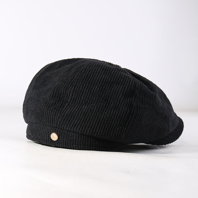 流行帽子|2025秋冬新款燈芯絨八角帽女英倫風貝雷帽復古百搭顯臉小帽子男潮「C5654」25.09-5