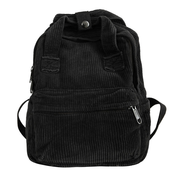 致青春|日系純色燈芯絨書包女韓版高中大學生雙肩包簡約時尚手提背包「017-290」24.01-3