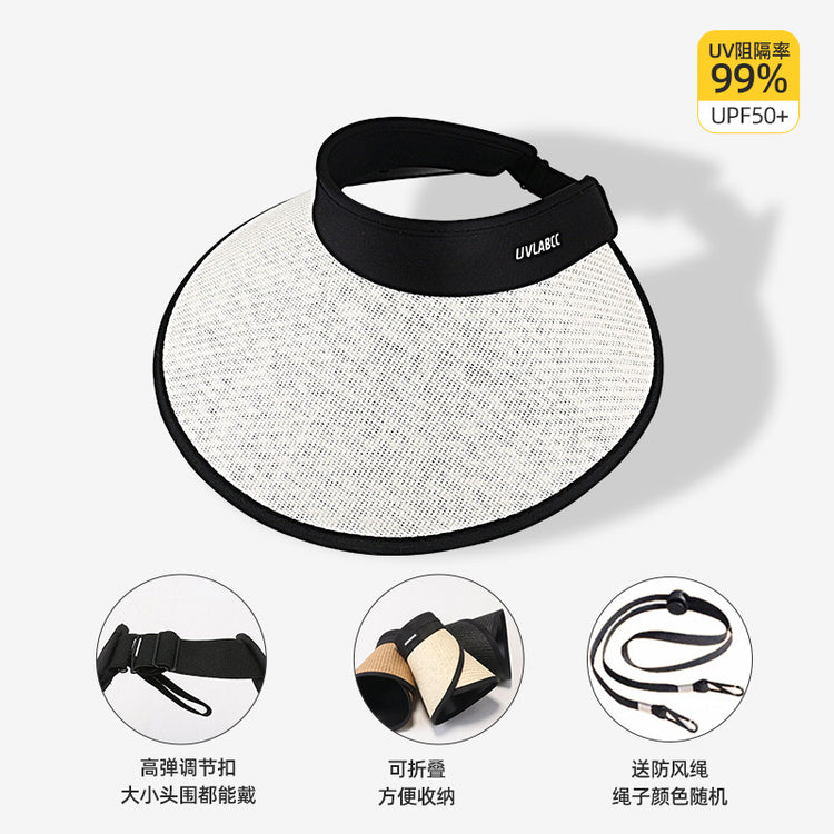 流行帽子|黑膠加大加寬帽簷空頂帽可折疊百搭夏季防曬帽騎行防紫外線太陽帽「C3732」24.03-2