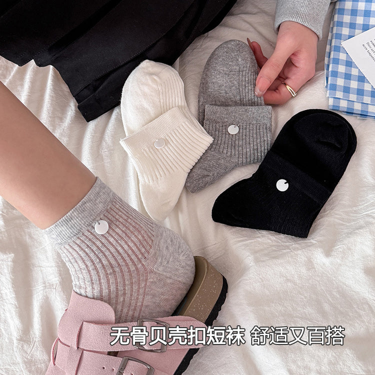 女襪|無骨貝殼扣襪子女棉質親膚舒適軟糯短襪彈力好搭簡約諸暨襪子批發「XC2211」25.02-1