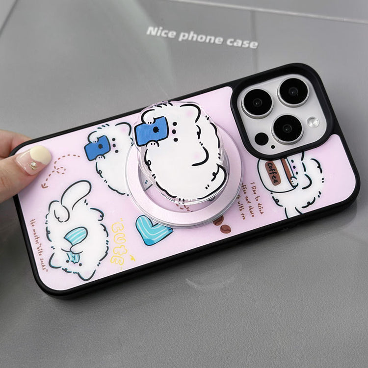手機殼|蘋果16手機殼14Promax磁吸支架iPhone15磁吸磨砂黑框殼適用12「LR0981」