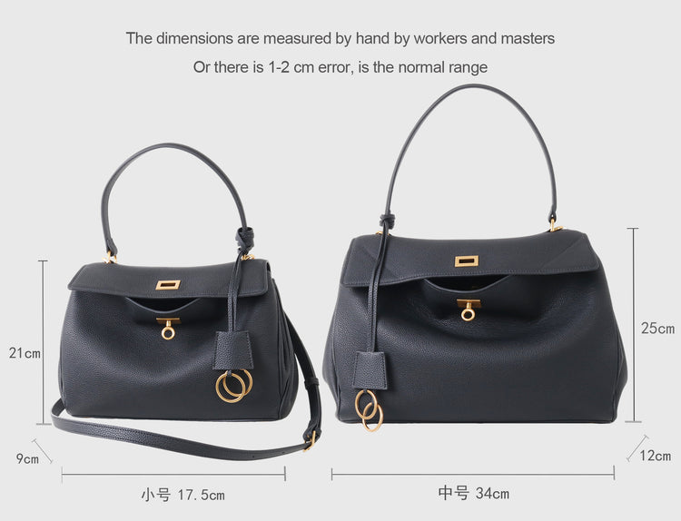 質感真皮|2025新款togo牛皮B家同款鬆弛感大小號真皮鎖扣手提包單肩斜挎包「X5133 D5134」25.12-1