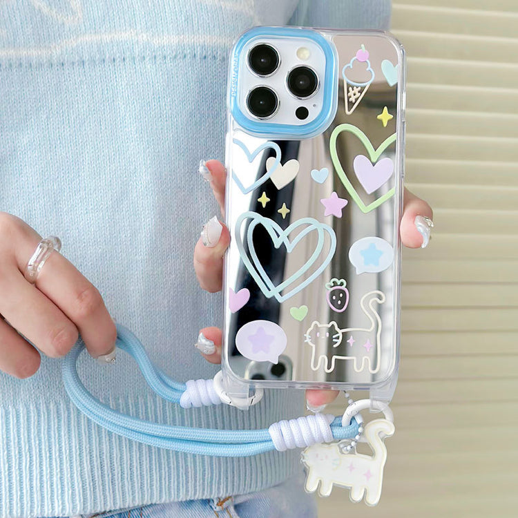 手機殼|蘋果13手機殼iPhone14pro適用15promax卡通11/12掛繩鏡面殼「WM0623」24.07