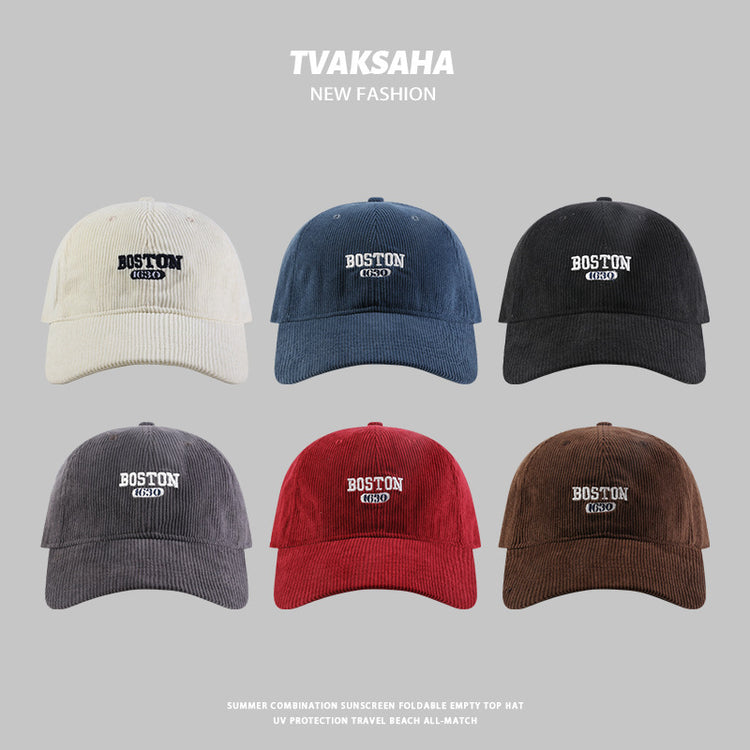 流行帽子|帽子秋冬新款燈芯絨棒球帽男女同款時尚字母防寒帽百搭防風鴨舌帽「C4250」24.08-3