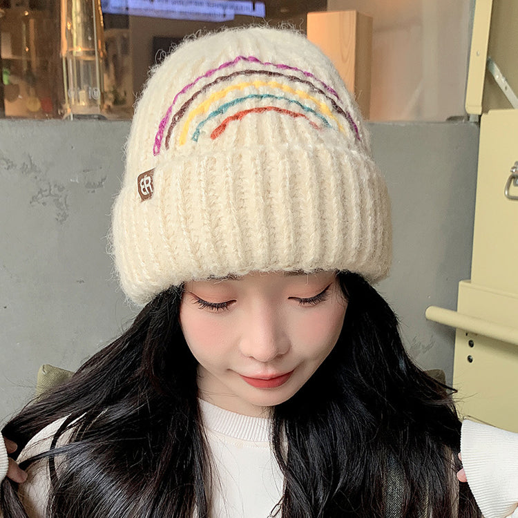 流行帽子 | 秋冬毛線帽子女保暖百搭彩虹針織帽學生戶外防寒套頭帽護耳冷帽男「C5506」25.08-4