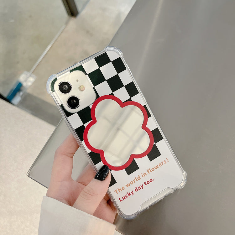 手機殼|棋盤格適用蘋果15鏡面殼iphone16Pro華為nova9手機殼保護套榮耀90「BQ2321」25.01-2