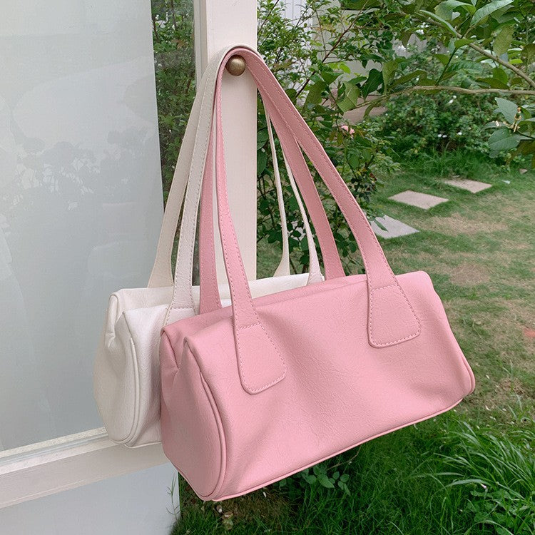 日韓流行|包包女款2025春夏韓國ins腋下法國棍包百搭通勤粉色休閒手提單肩包「L8943」25.04-1