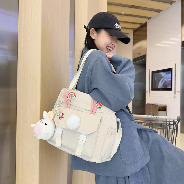 致青春|大容量包包女斜挎2025新款單肩包少女學生可愛兔耳朵高中生肩背包「802-119」25.10-2