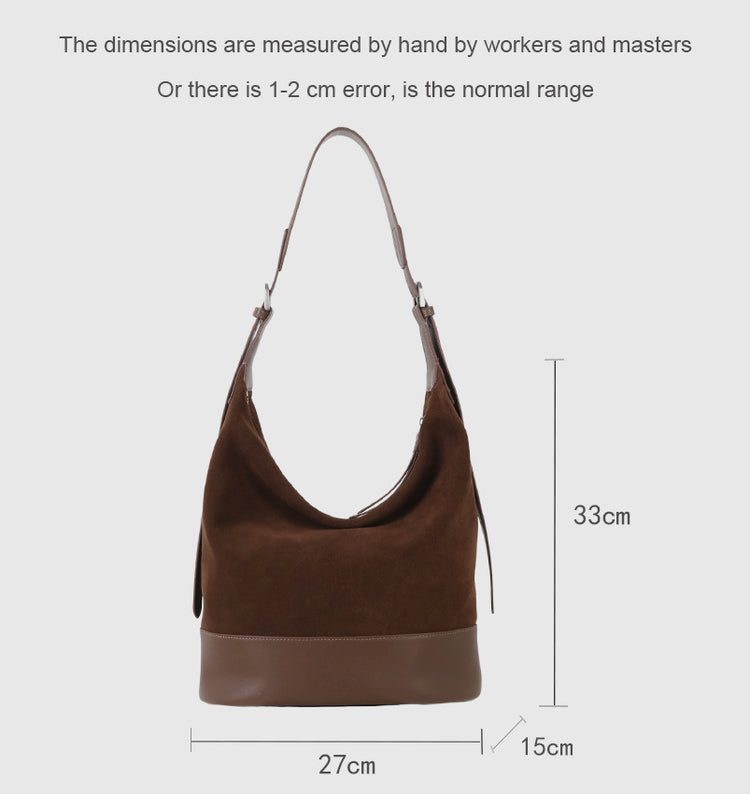 質感真皮|2025年新美拉德高級感輕奢高質感磨砂牛皮大容量水桶包時尚「6173」25.09-2